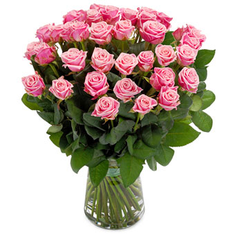 Bukett med rosa rosor - tre storlekar finns att välja mellan.
