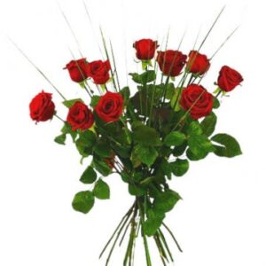 Bukett med 10 röda rosor. Beställ hos Florister i Sverige!